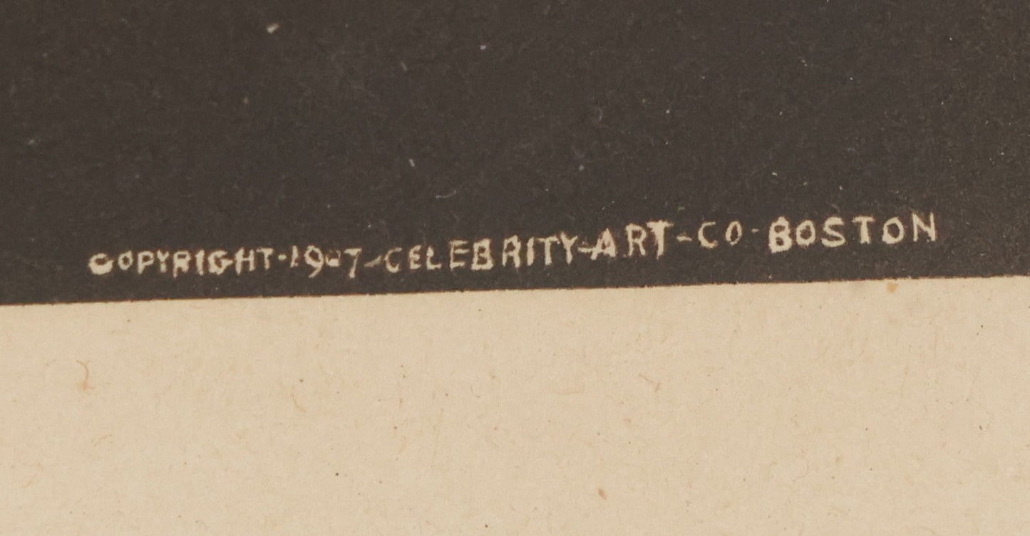 Lot 022 - Antique Comic Photographic Print Of Blissful Woman Hugging A Young Elk, "Oh! How I Love An Elk," Copyright 1907, Celebrity Art Co., Boston, 12-3/4" x 14-3/4"