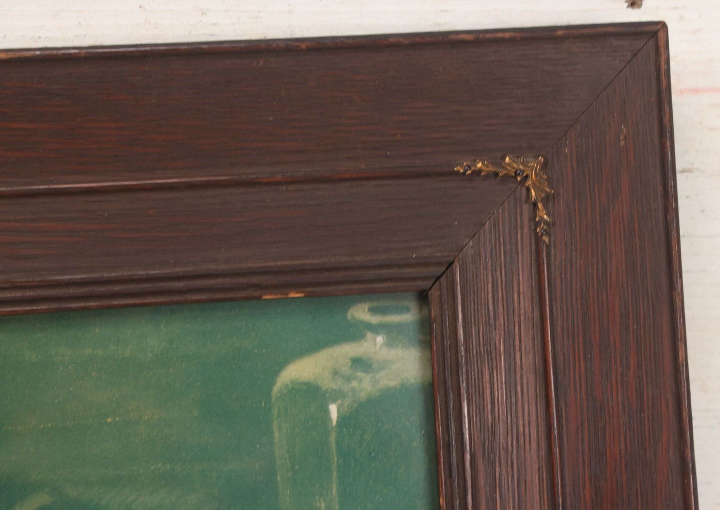 Lot 023 - Antique Color Magazine Print Of Six Kittens Watching A Mouse Swim Through Milk, As Found In Frame, Originally Appeared In The Chicago Tribune, 1901, 18-3/4" x 15-5/8"