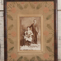 Lot 026 - Antique Cabinet Card Photograph Of Young Boy And Girl With Paper Punch Embroidered Needlework Mat, In Frame, 8-3/4" x 10-3/4"