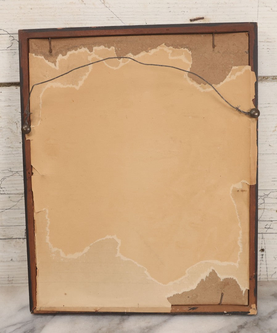 Lot 026 - Antique Cabinet Card Photograph Of Young Boy And Girl With Paper Punch Embroidered Needlework Mat, In Frame, 8-3/4" x 10-3/4"