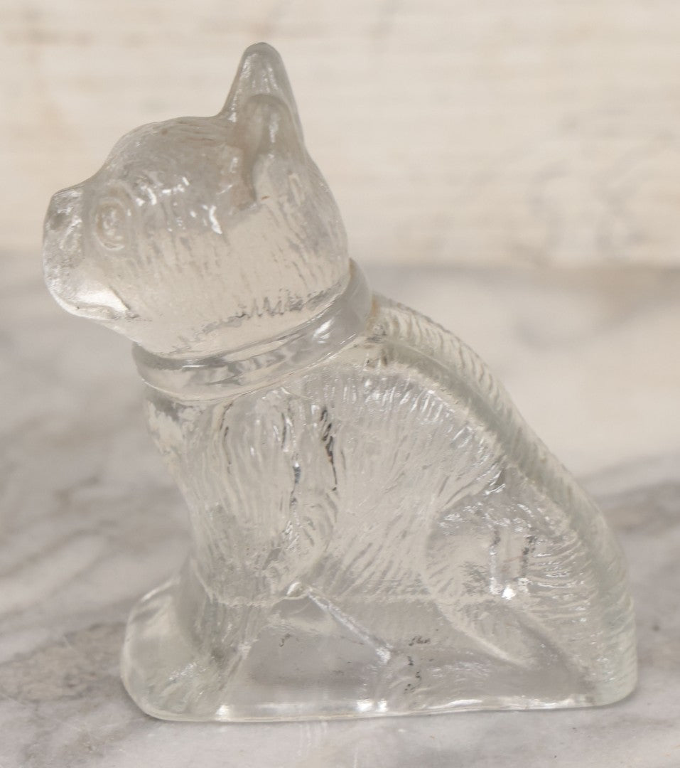 Lot 027 - Vintage Clear Glass Figural Boston Terrier Dog Candy Container, 3-3/4" Height