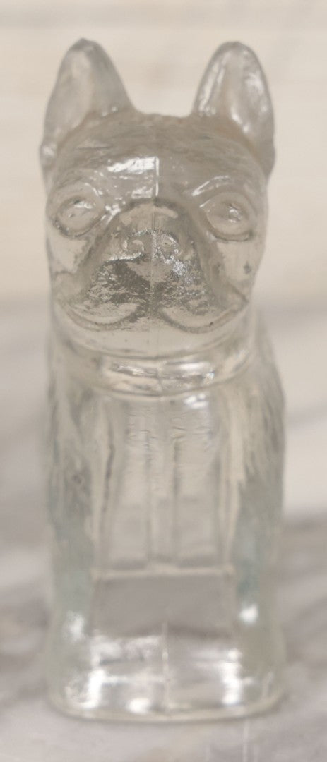 Lot 027 - Vintage Clear Glass Figural Boston Terrier Dog Candy Container, 3-3/4" Height