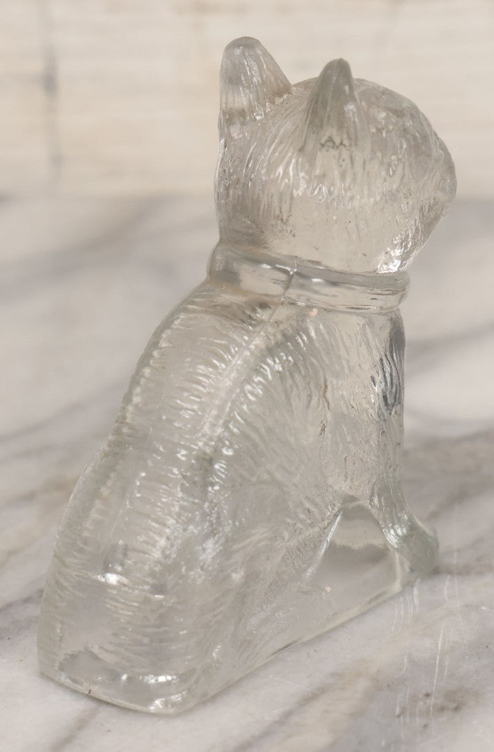 Lot 027 - Vintage Clear Glass Figural Boston Terrier Dog Candy Container, 3-3/4" Height