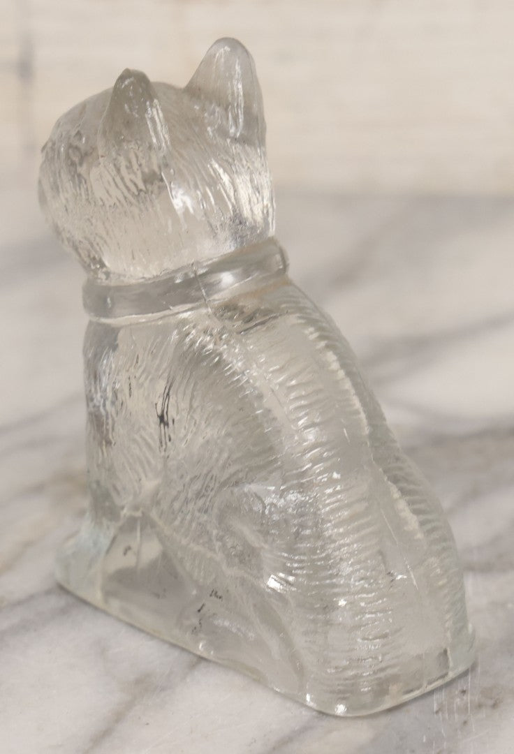 Lot 027 - Vintage Clear Glass Figural Boston Terrier Dog Candy Container, 3-3/4" Height