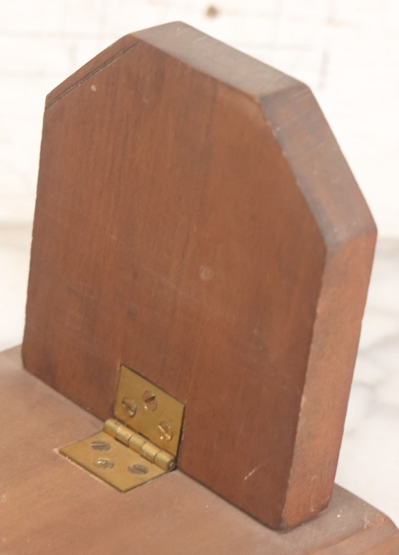 Lot 031 - Antique Carved Wooden Folk Art Folding Bookstand With Arrowhead Motif And Brass Hinges