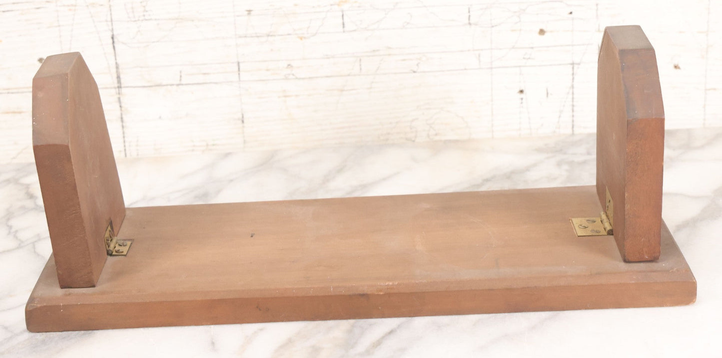 Lot 031 - Antique Carved Wooden Folk Art Folding Bookstand With Arrowhead Motif And Brass Hinges