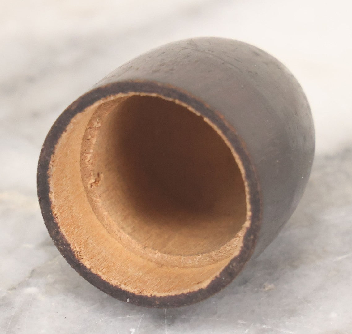 Lot 033 - Antique Folk Art Turned Wood Bullet Shell Match Safe With Original Patina