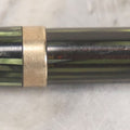 Lot 036 - Vintage Black Fountain Pen With Green Striping Decoration, Manufactured By W.A. Sheaffer Pen Co., Fort Madison, Iowa, U.S.A., With Original Cap, Untested