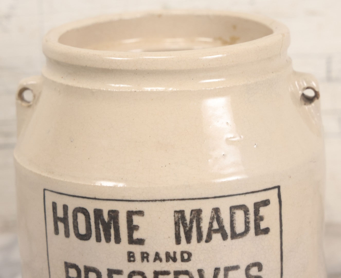 Lot 039 - Antique Stoneware Crock For "Homemade" Brand Preserves Manufactured By H.A. Johnson Co., Boston, 6-1/4" Height