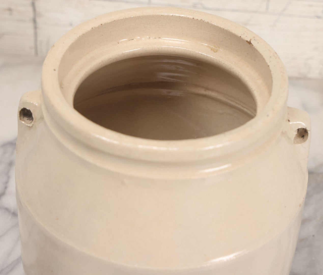 Lot 039 - Antique Stoneware Crock For "Homemade" Brand Preserves Manufactured By H.A. Johnson Co., Boston, 6-1/4" Height