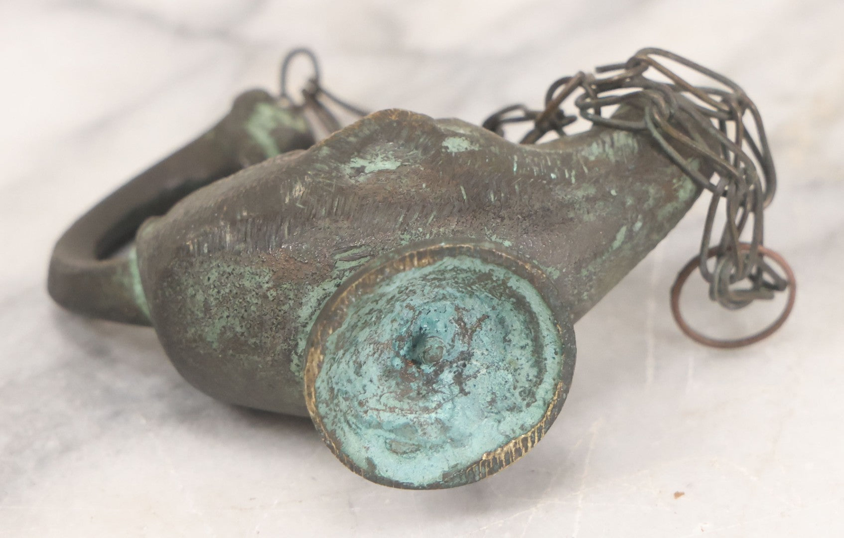 Lot 042 - Grouping Of Three Vintage Replica Cast Brass Roman Style Oil Lamps, Circa Mid Twentieth Century