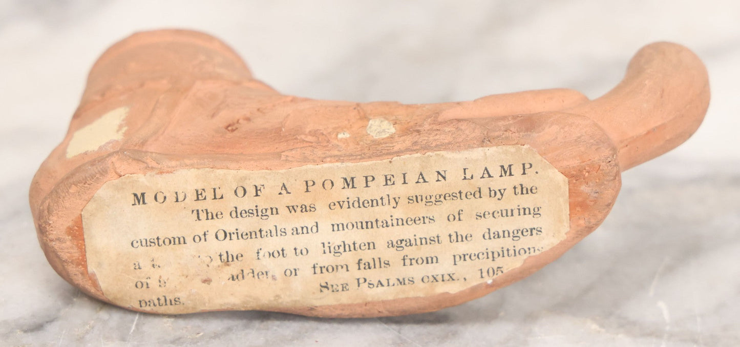 Lot 043 - Vintage Replica Clay Figural Foot Oil Lamp Modeled After An Example Found In The Ruins Of Pompeii
