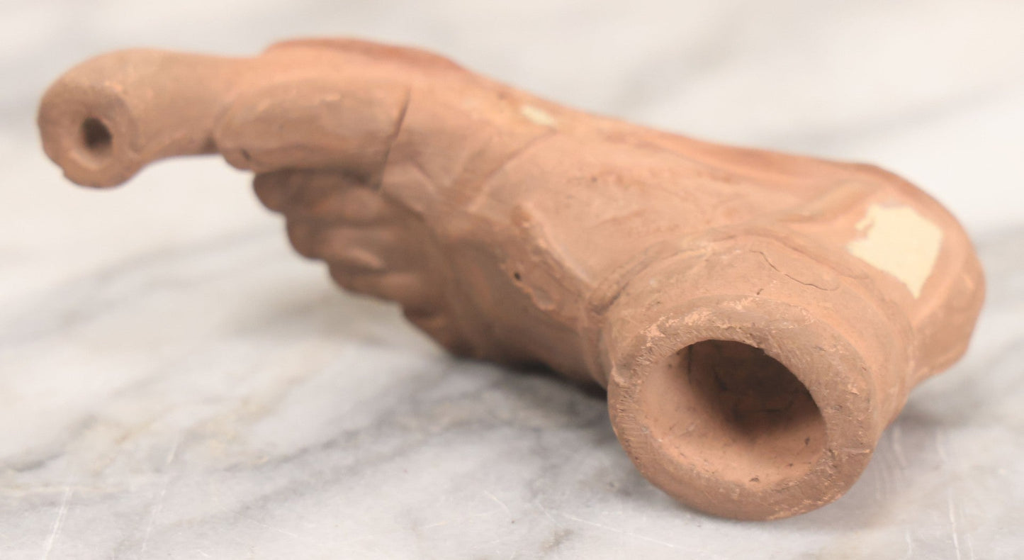 Lot 043 - Vintage Replica Clay Figural Foot Oil Lamp Modeled After An Example Found In The Ruins Of Pompeii