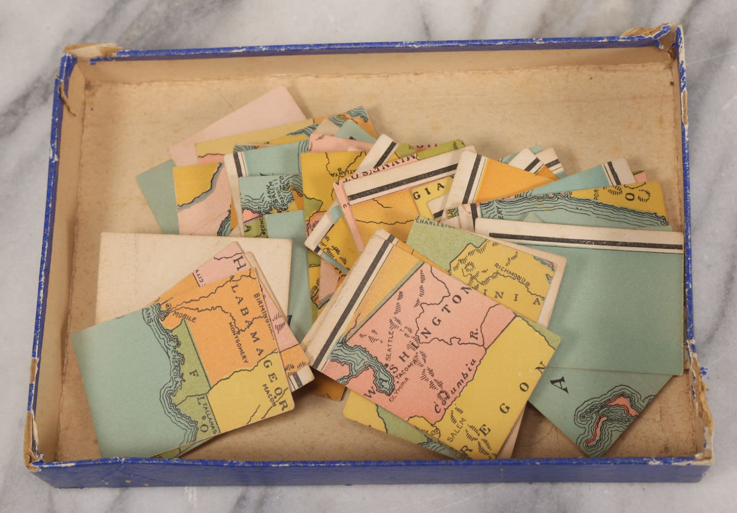 Lot 050 - Antique "The United States Map Puzzle" Lithographed Map Game Published By Parker Brothers, Salem, Massachusetts, In Original Box