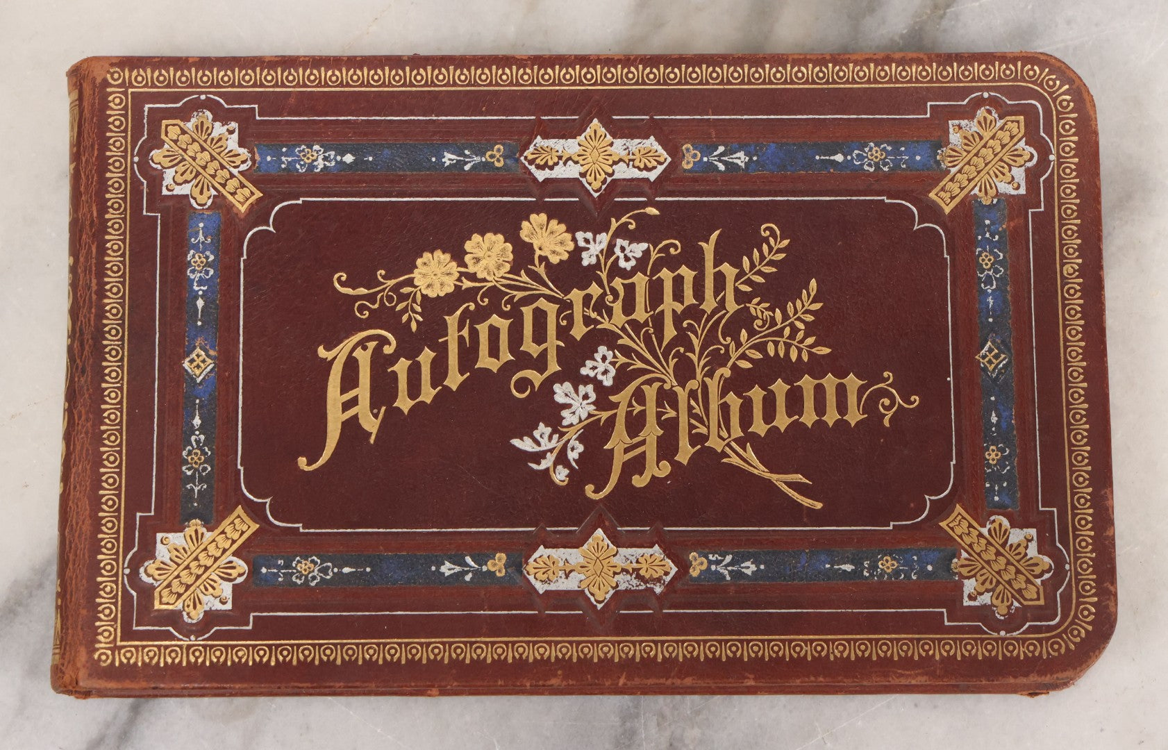 Lot 052 - Antique Victorian Autograph Album, "A New Year's Present From Mable, Lillie, And Ella," January 1, 1881, Bearing Many Signatures, Poems And Notes From Classmates, Family And Friends, In And Around Northampton, Massachusetts