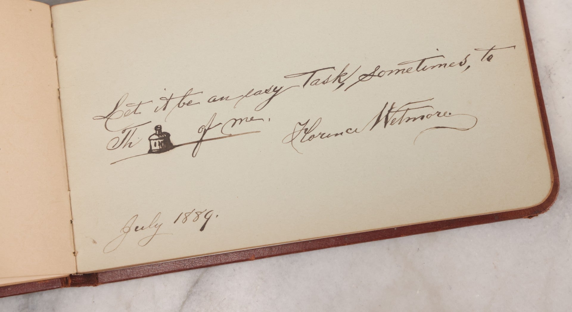 Lot 052 - Antique Victorian Autograph Album, "A New Year's Present From Mable, Lillie, And Ella," January 1, 1881, Bearing Many Signatures, Poems And Notes From Classmates, Family And Friends, In And Around Northampton, Massachusetts