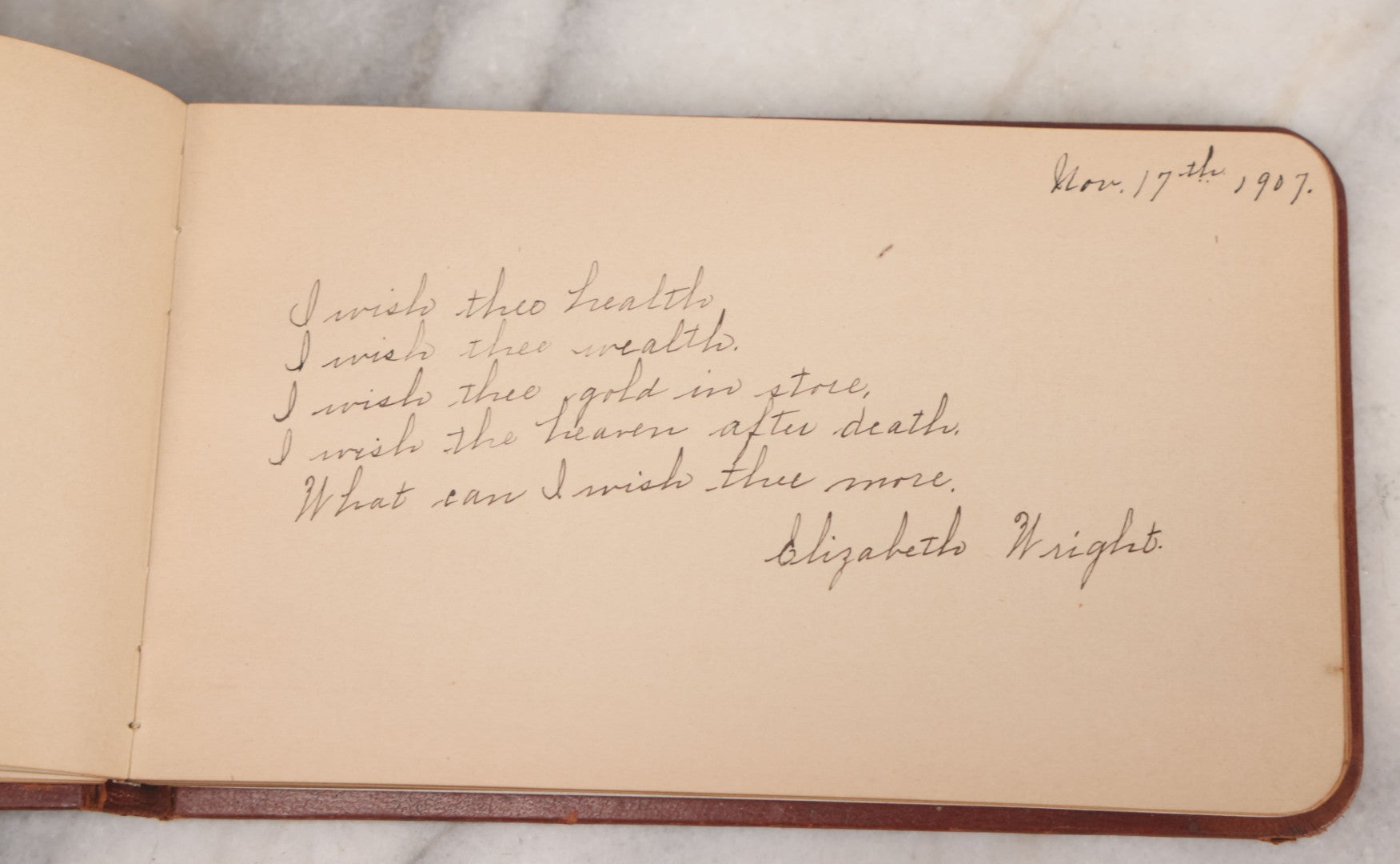 Lot 052 - Antique Victorian Autograph Album, "A New Year's Present From Mable, Lillie, And Ella," January 1, 1881, Bearing Many Signatures, Poems And Notes From Classmates, Family And Friends, In And Around Northampton, Massachusetts