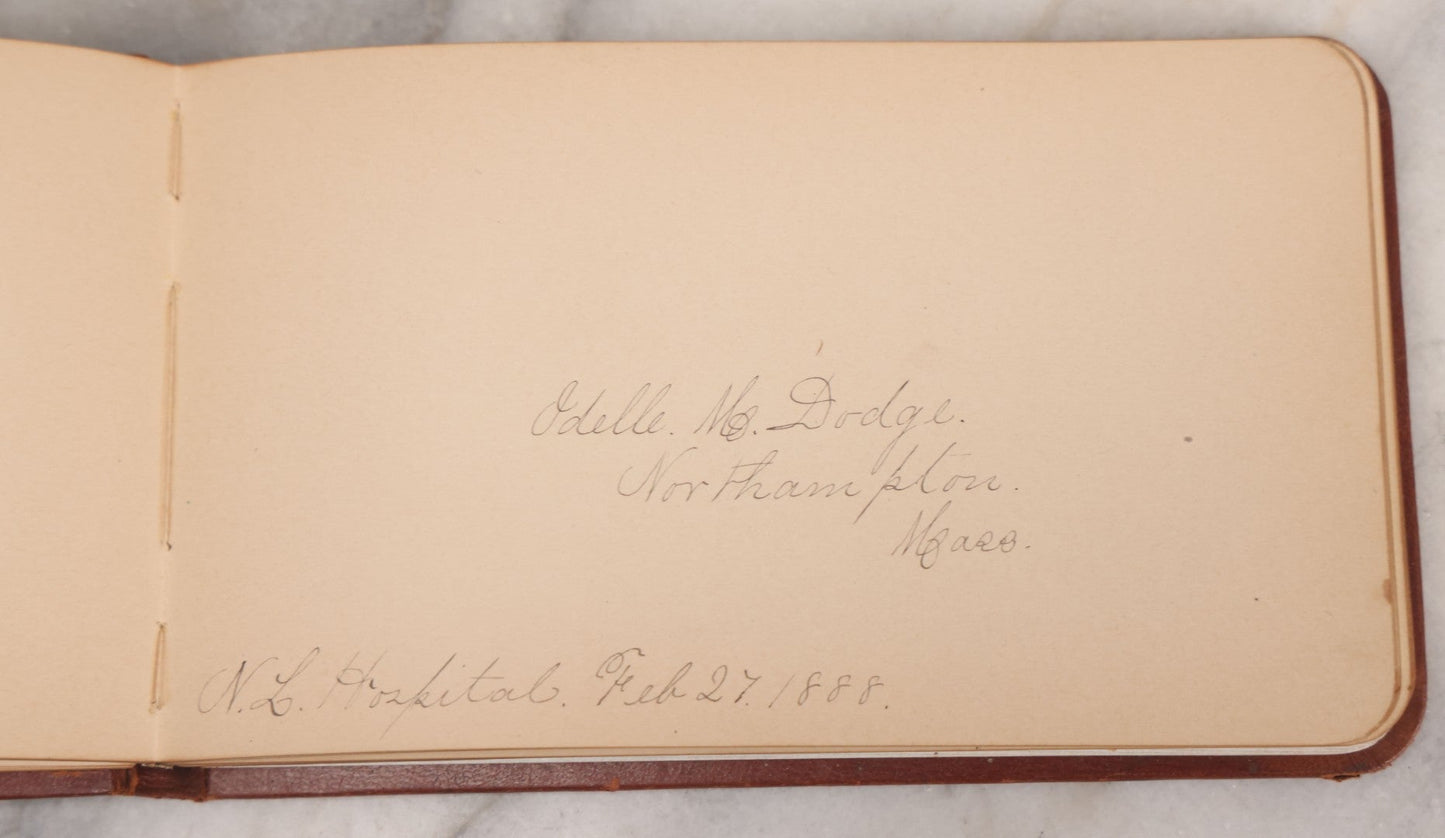 Lot 052 - Antique Victorian Autograph Album, "A New Year's Present From Mable, Lillie, And Ella," January 1, 1881, Bearing Many Signatures, Poems And Notes From Classmates, Family And Friends, In And Around Northampton, Massachusetts