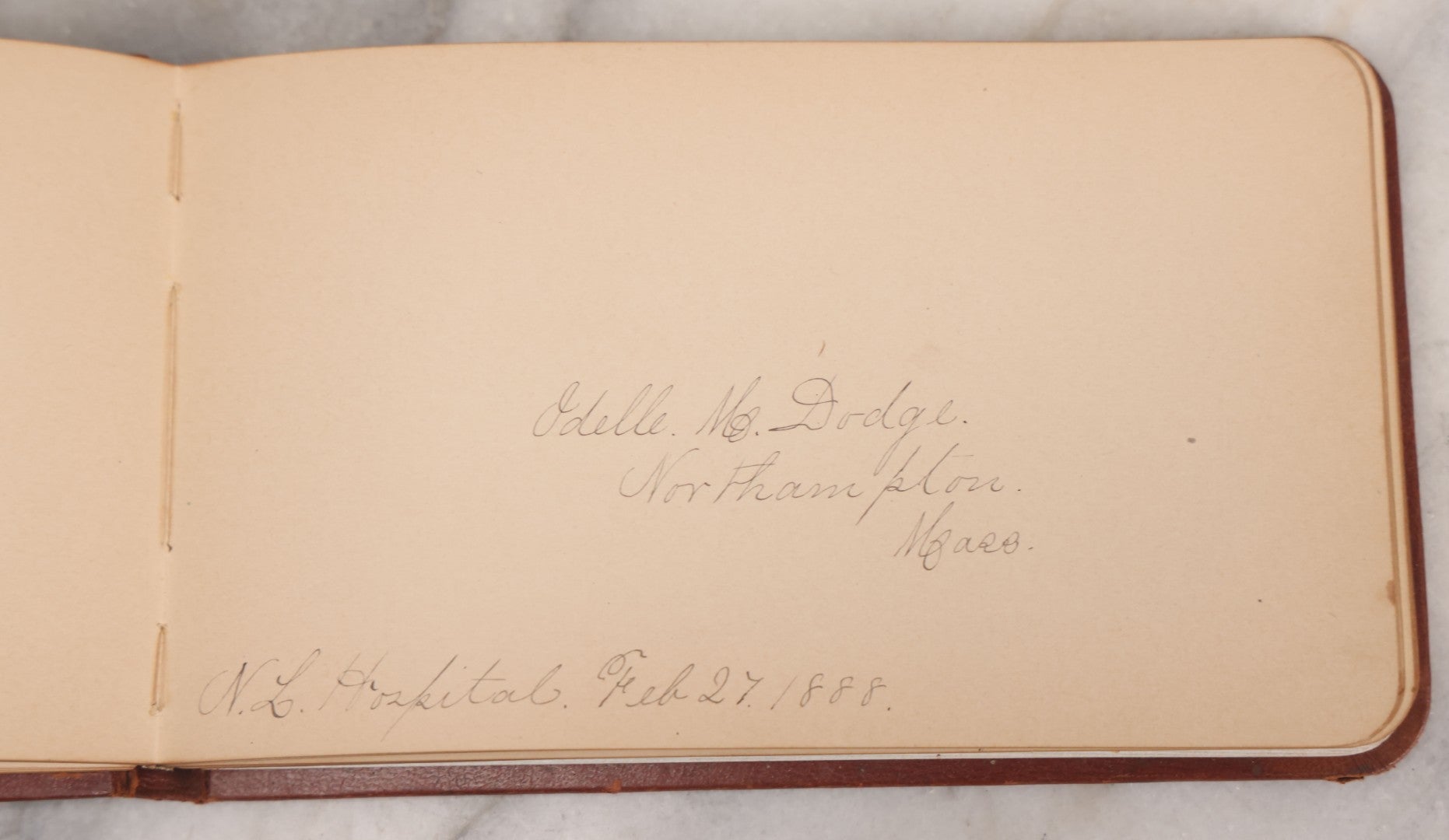 Lot 052 - Antique Victorian Autograph Album, "A New Year's Present From Mable, Lillie, And Ella," January 1, 1881, Bearing Many Signatures, Poems And Notes From Classmates, Family And Friends, In And Around Northampton, Massachusetts