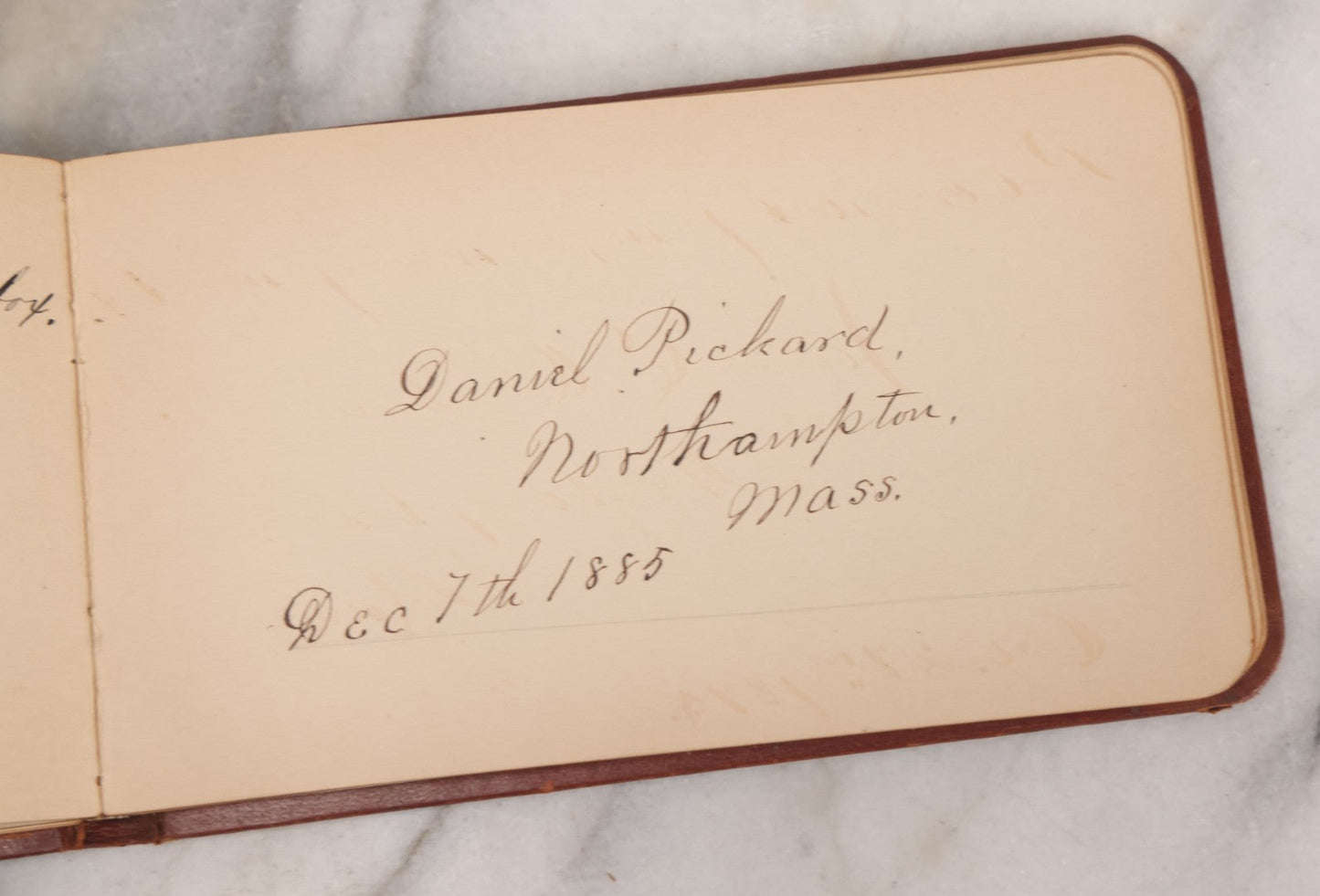 Lot 052 - Antique Victorian Autograph Album, "A New Year's Present From Mable, Lillie, And Ella," January 1, 1881, Bearing Many Signatures, Poems And Notes From Classmates, Family And Friends, In And Around Northampton, Massachusetts