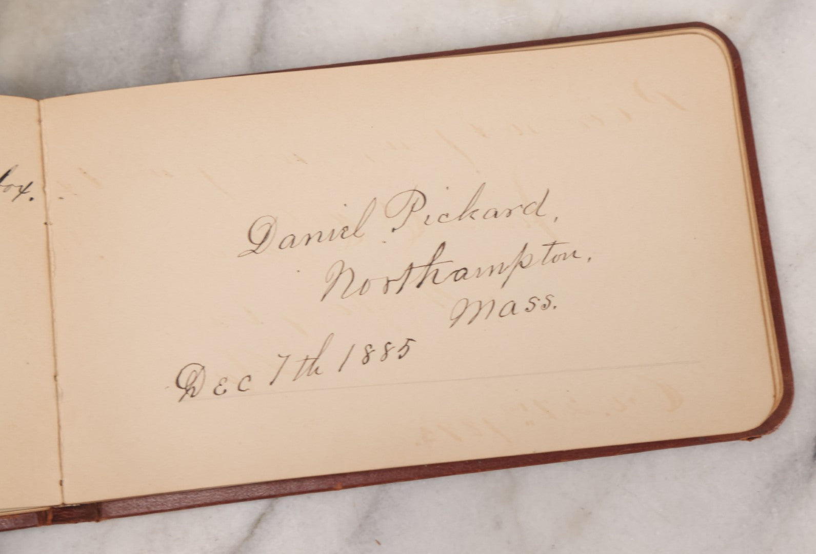 Lot 052 - Antique Victorian Autograph Album, "A New Year's Present From Mable, Lillie, And Ella," January 1, 1881, Bearing Many Signatures, Poems And Notes From Classmates, Family And Friends, In And Around Northampton, Massachusetts