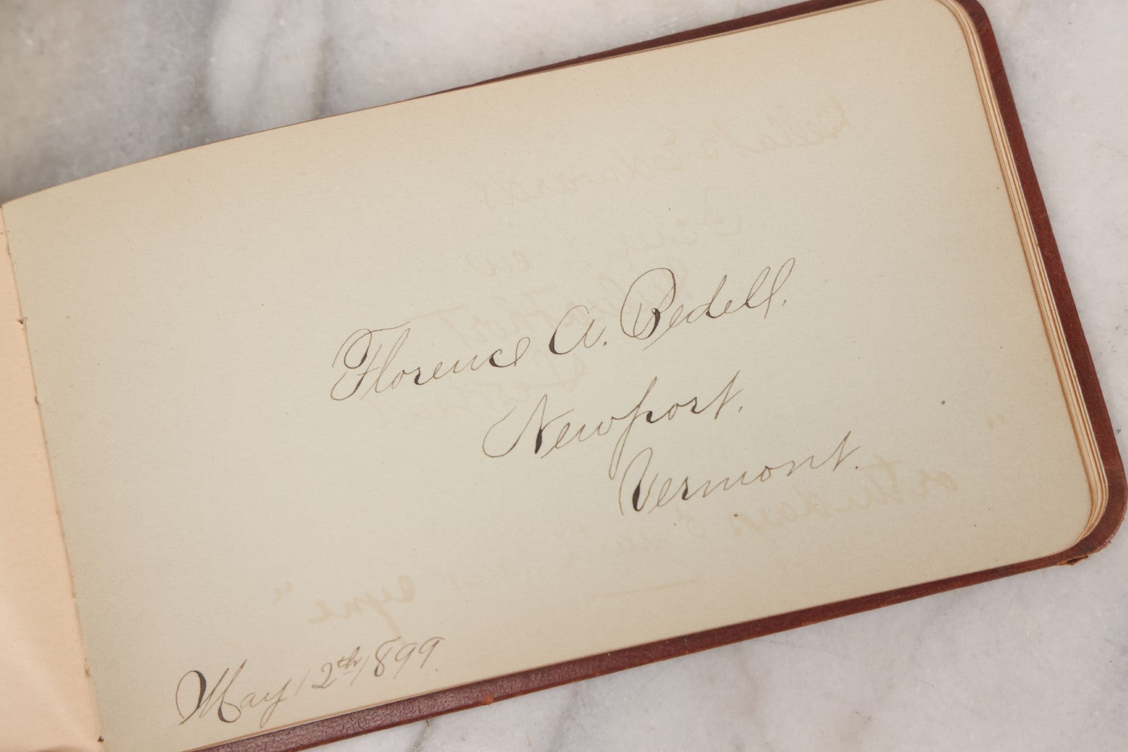 Lot 052 - Antique Victorian Autograph Album, "A New Year's Present From Mable, Lillie, And Ella," January 1, 1881, Bearing Many Signatures, Poems And Notes From Classmates, Family And Friends, In And Around Northampton, Massachusetts