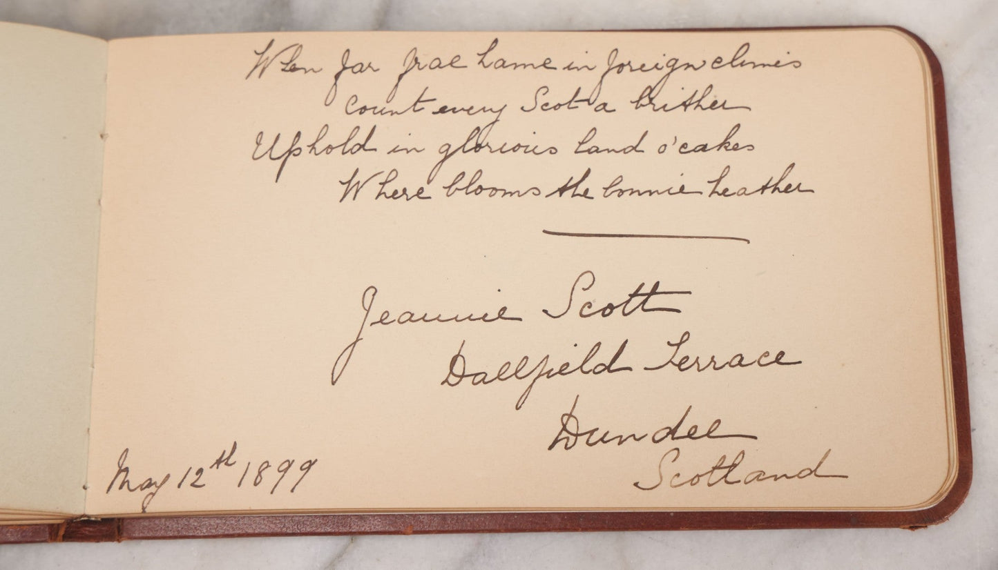 Lot 052 - Antique Victorian Autograph Album, "A New Year's Present From Mable, Lillie, And Ella," January 1, 1881, Bearing Many Signatures, Poems And Notes From Classmates, Family And Friends, In And Around Northampton, Massachusetts