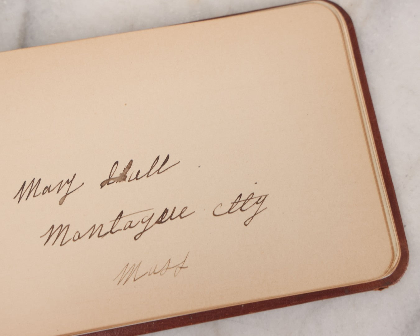 Lot 052 - Antique Victorian Autograph Album, "A New Year's Present From Mable, Lillie, And Ella," January 1, 1881, Bearing Many Signatures, Poems And Notes From Classmates, Family And Friends, In And Around Northampton, Massachusetts