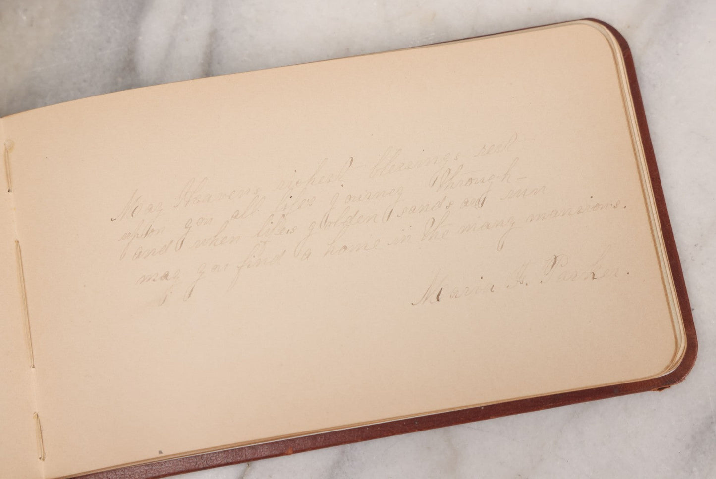 Lot 052 - Antique Victorian Autograph Album, "A New Year's Present From Mable, Lillie, And Ella," January 1, 1881, Bearing Many Signatures, Poems And Notes From Classmates, Family And Friends, In And Around Northampton, Massachusetts
