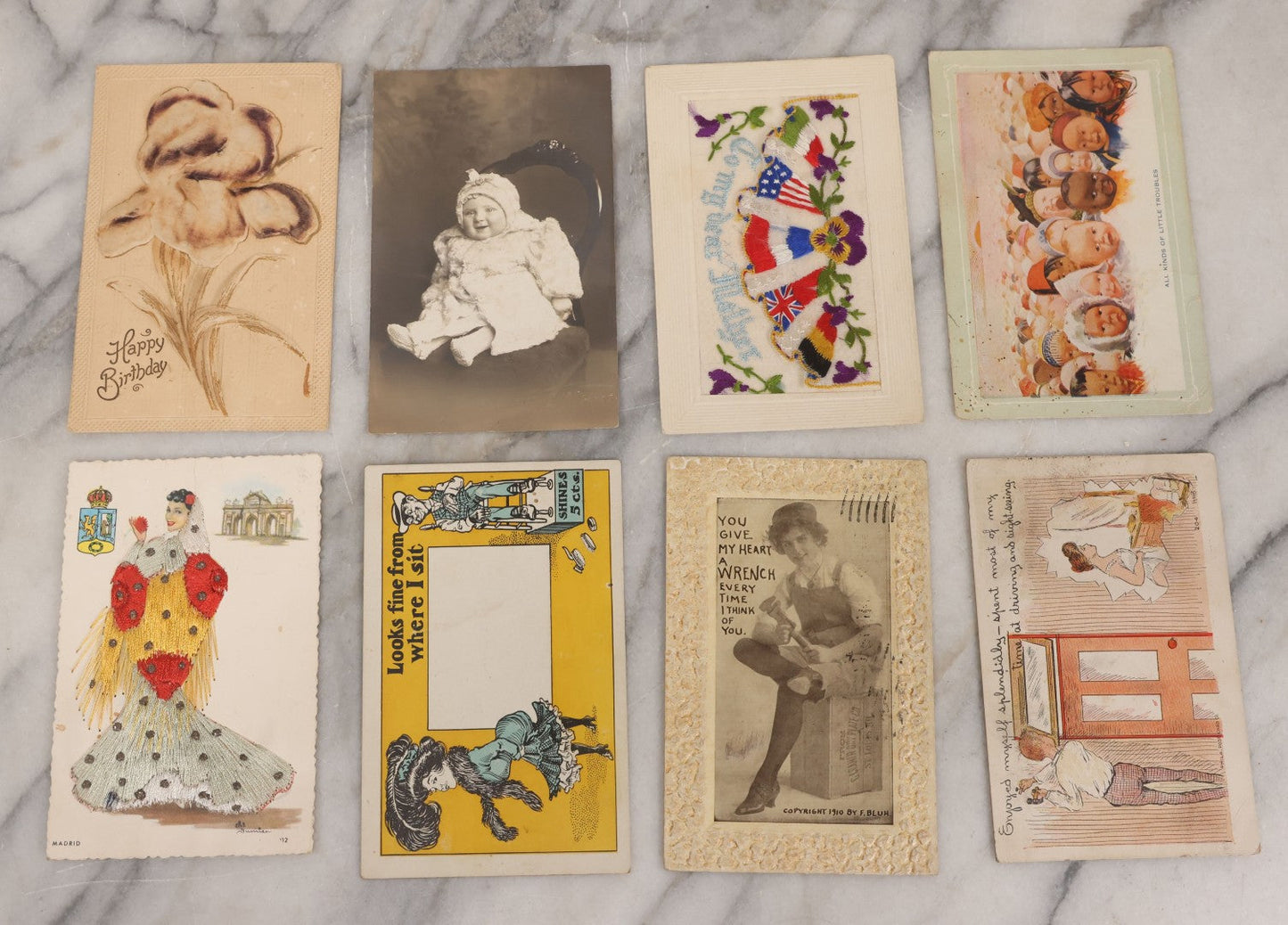 Lot 053 - Grouping Of 60+ Antique And Vintage Postcards Of Various Subjects Including Cats And Dogs, Beach Scenes, Valentines And Romance, Caricatures, And General Greeting Cards