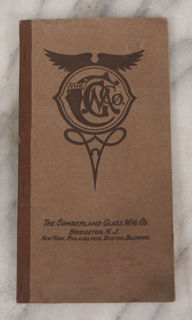 Lot 055 - Antique "Illustrated Catalogue And Price List Of Bottles, Fruit And Battery Jars", Manufactured By The Cumberland Glass Manufacturing Co., Bridgeton, New Jersey, Catalogue F. With Embossed Cover And Many Images Of Bottles, Circa 1920