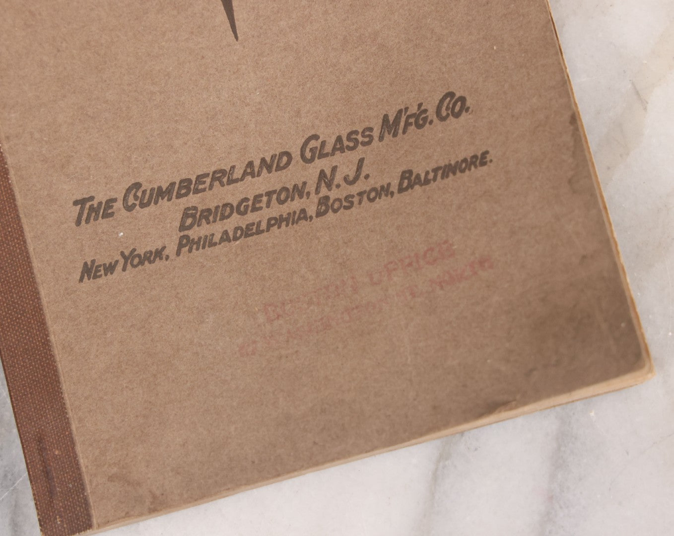 Lot 055 - Antique "Illustrated Catalogue And Price List Of Bottles, Fruit And Battery Jars", Manufactured By The Cumberland Glass Manufacturing Co., Bridgeton, New Jersey, Catalogue F. With Embossed Cover And Many Images Of Bottles, Circa 1920