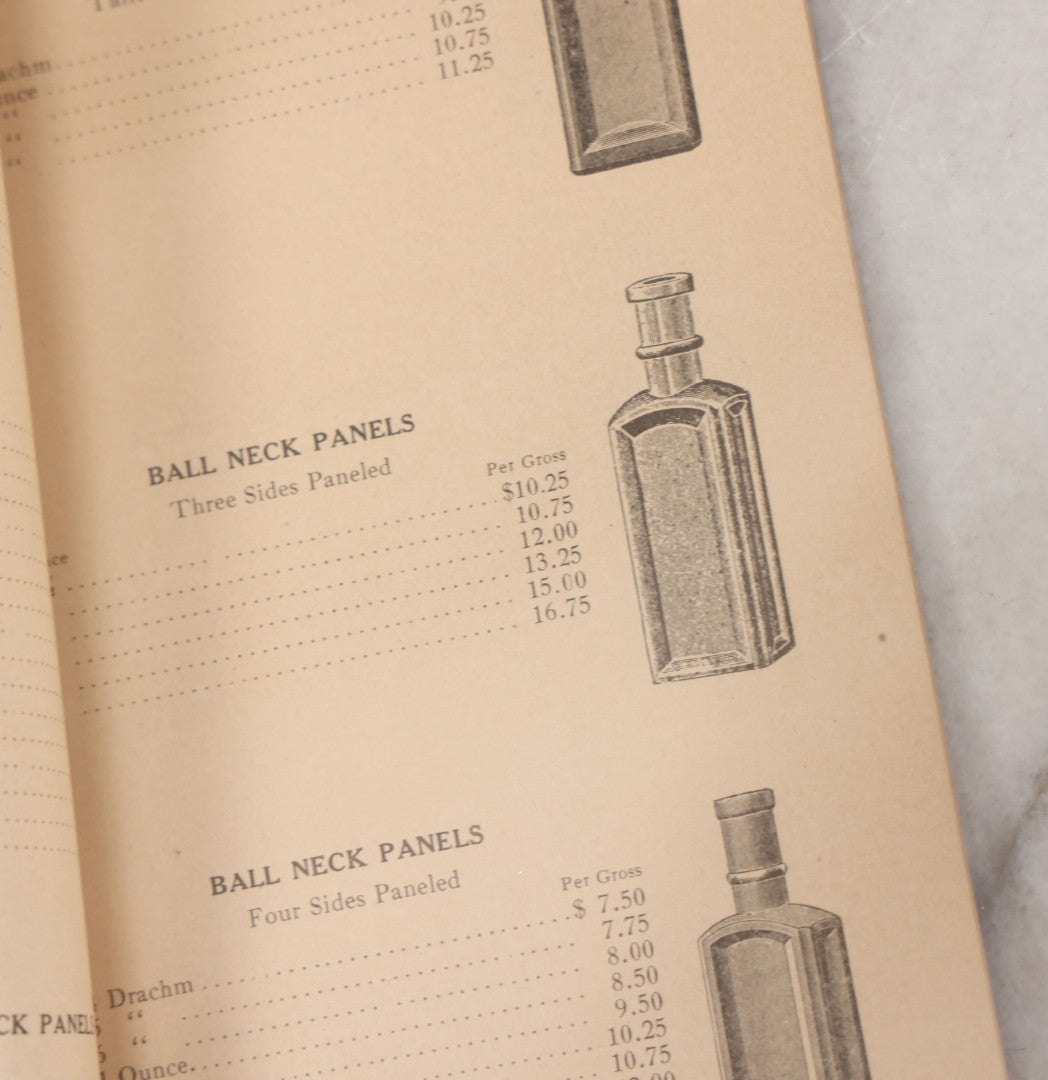 Lot 055 - Antique "Illustrated Catalogue And Price List Of Bottles, Fruit And Battery Jars", Manufactured By The Cumberland Glass Manufacturing Co., Bridgeton, New Jersey, Catalogue F. With Embossed Cover And Many Images Of Bottles, Circa 1920