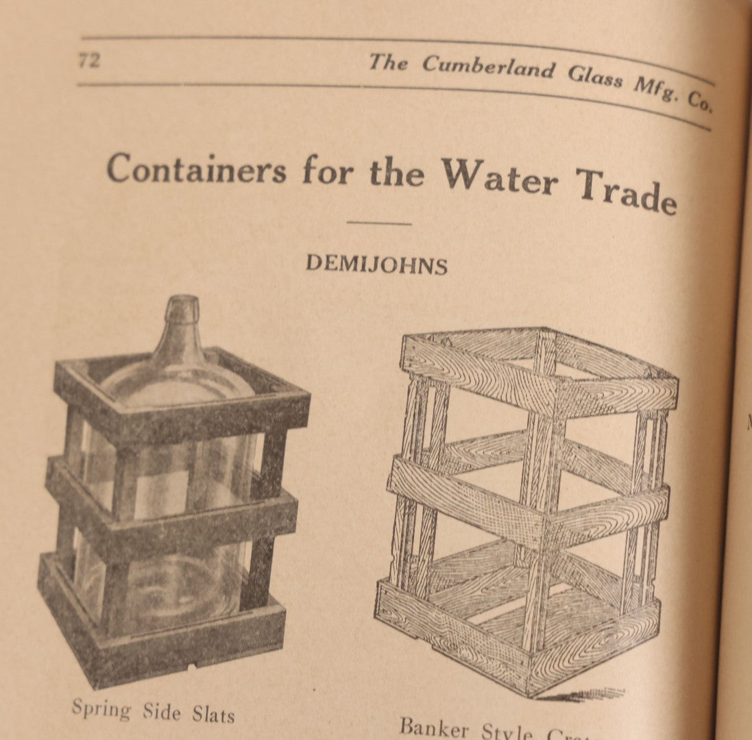 Lot 055 - Antique "Illustrated Catalogue And Price List Of Bottles, Fruit And Battery Jars", Manufactured By The Cumberland Glass Manufacturing Co., Bridgeton, New Jersey, Catalogue F. With Embossed Cover And Many Images Of Bottles, Circa 1920