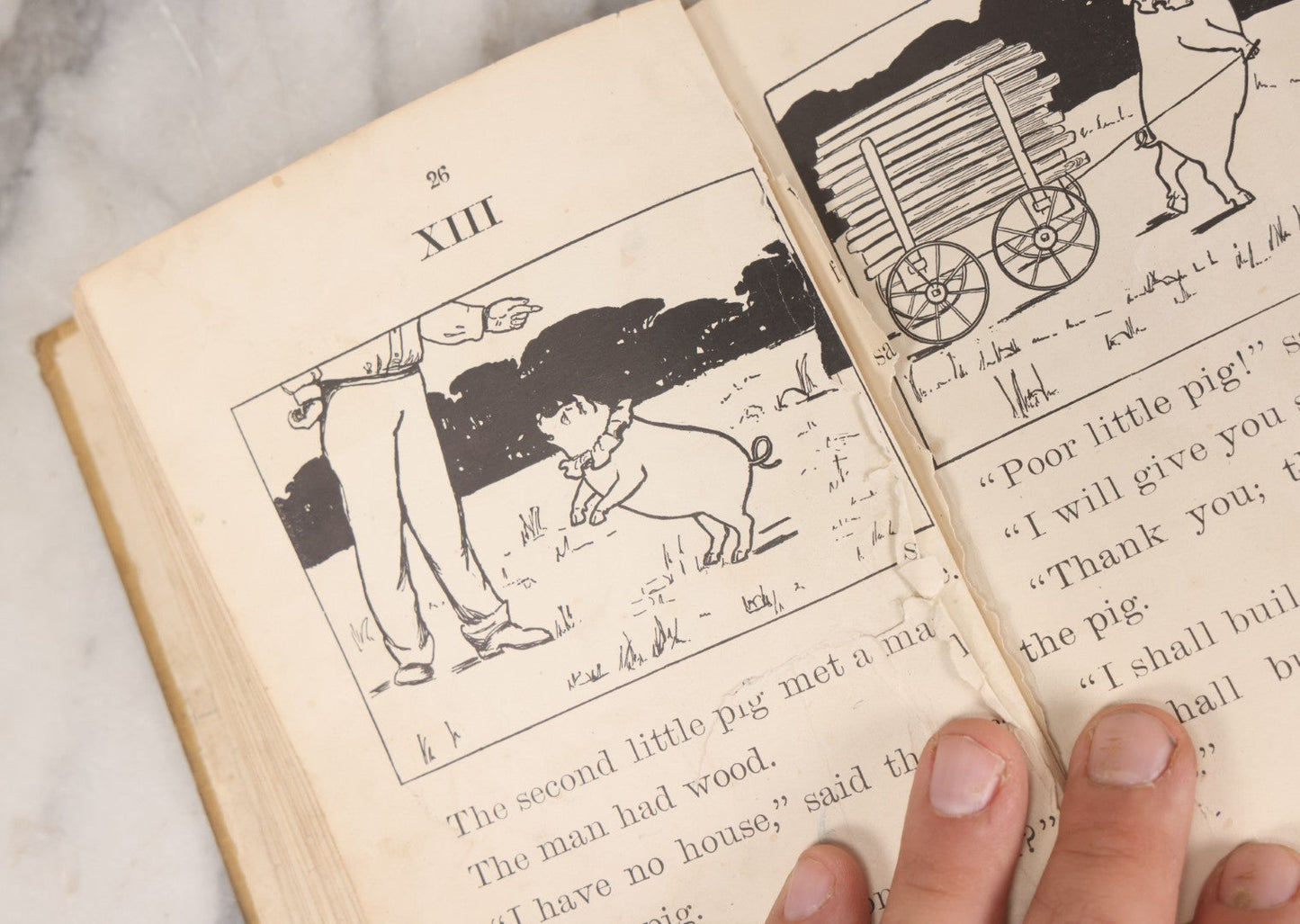 Lot 061 - "Action, Imitation, And Fun Series" Volume Three "The Three Pigs" Antique Children's Book By Mara L. Pratt-Chadwick, Illustrated By Elisabeth Taylor, Educational Publishing Company, Boston, 1905