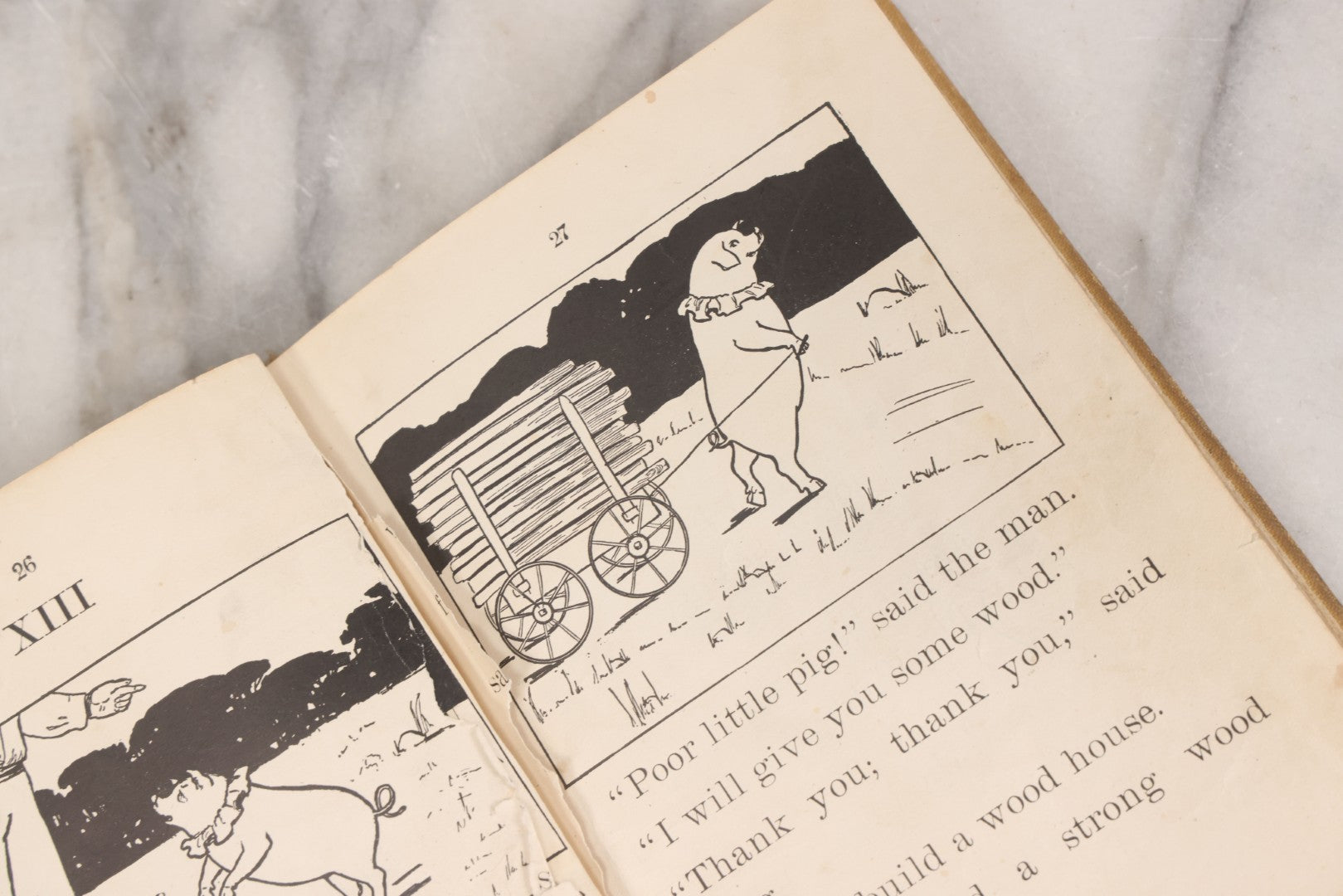 Lot 061 - "Action, Imitation, And Fun Series" Volume Three "The Three Pigs" Antique Children's Book By Mara L. Pratt-Chadwick, Illustrated By Elisabeth Taylor, Educational Publishing Company, Boston, 1905