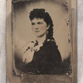 Lot 064 - Antique Tintype Photograph Copy Of Daguerreotype Of Beautiful Woman With Curly Hair