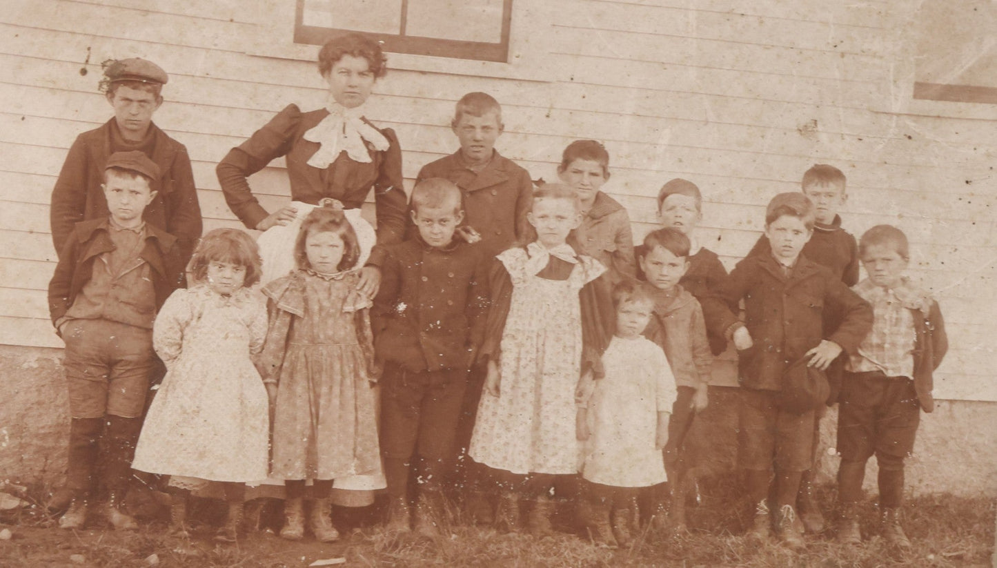 Lot 067 - Grouping Of Six Antique Boarded Photographs Of Schoolchildren Including Group Of First Communion Recipients Posing With Priest, Group Posing With Principal, And More