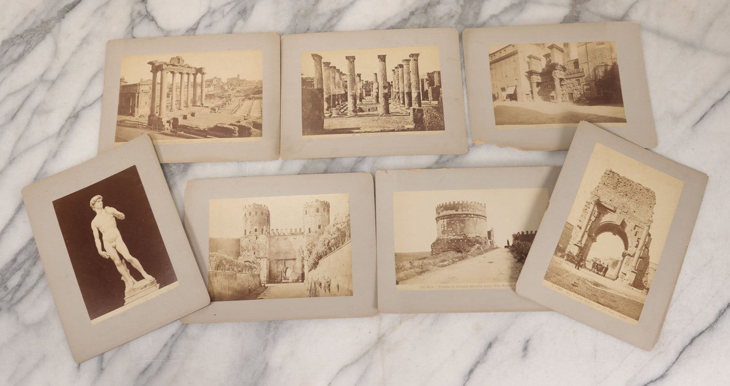 Lot 069 - Grouping Of Seven Antique Boarded Photograph Copies Of Architecture, Art, And Ruins In Rome, Italy
