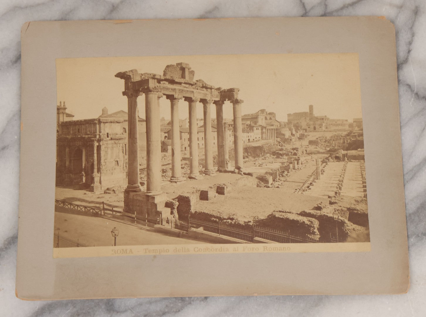 Lot 069 - Grouping Of Seven Antique Boarded Photograph Copies Of Architecture, Art, And Ruins In Rome, Italy
