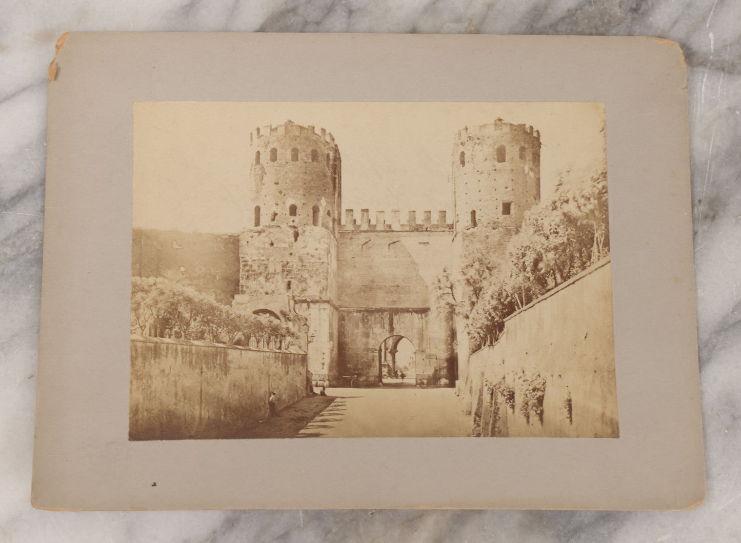 Lot 069 - Grouping Of Seven Antique Boarded Photograph Copies Of Architecture, Art, And Ruins In Rome, Italy