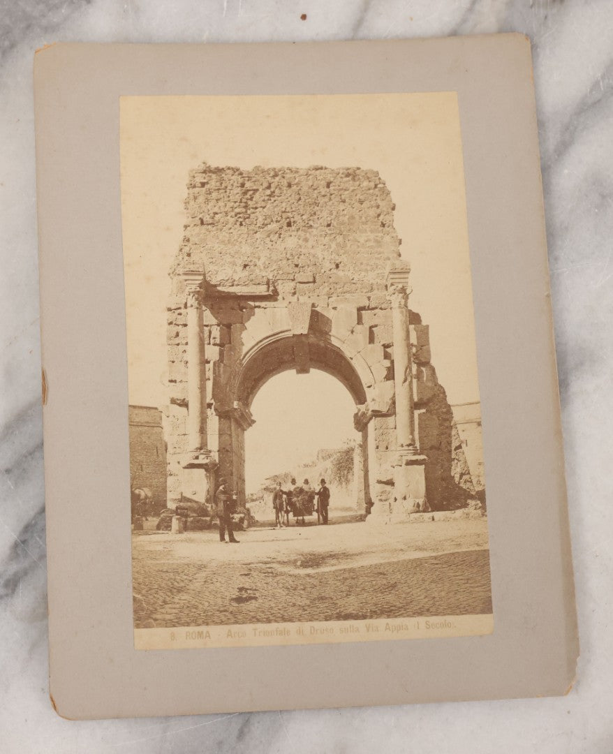 Lot 069 - Grouping Of Seven Antique Boarded Photograph Copies Of Architecture, Art, And Ruins In Rome, Italy