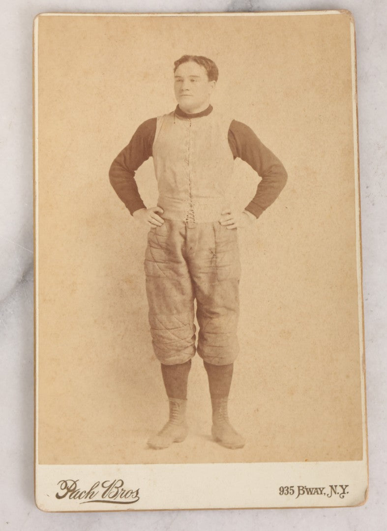 Lot 072 - Pair Of Antique Photographs Of Early American Football Players, Including Cabinet Card Taken By Pach Bros, Broadway, New York