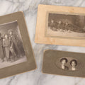 Lot 076 - Grouping Of Three Antique Boarded Photographs Of Young Men In Long Coats And Hats, Including One Labeled "Tough Guys Crew" On Verso