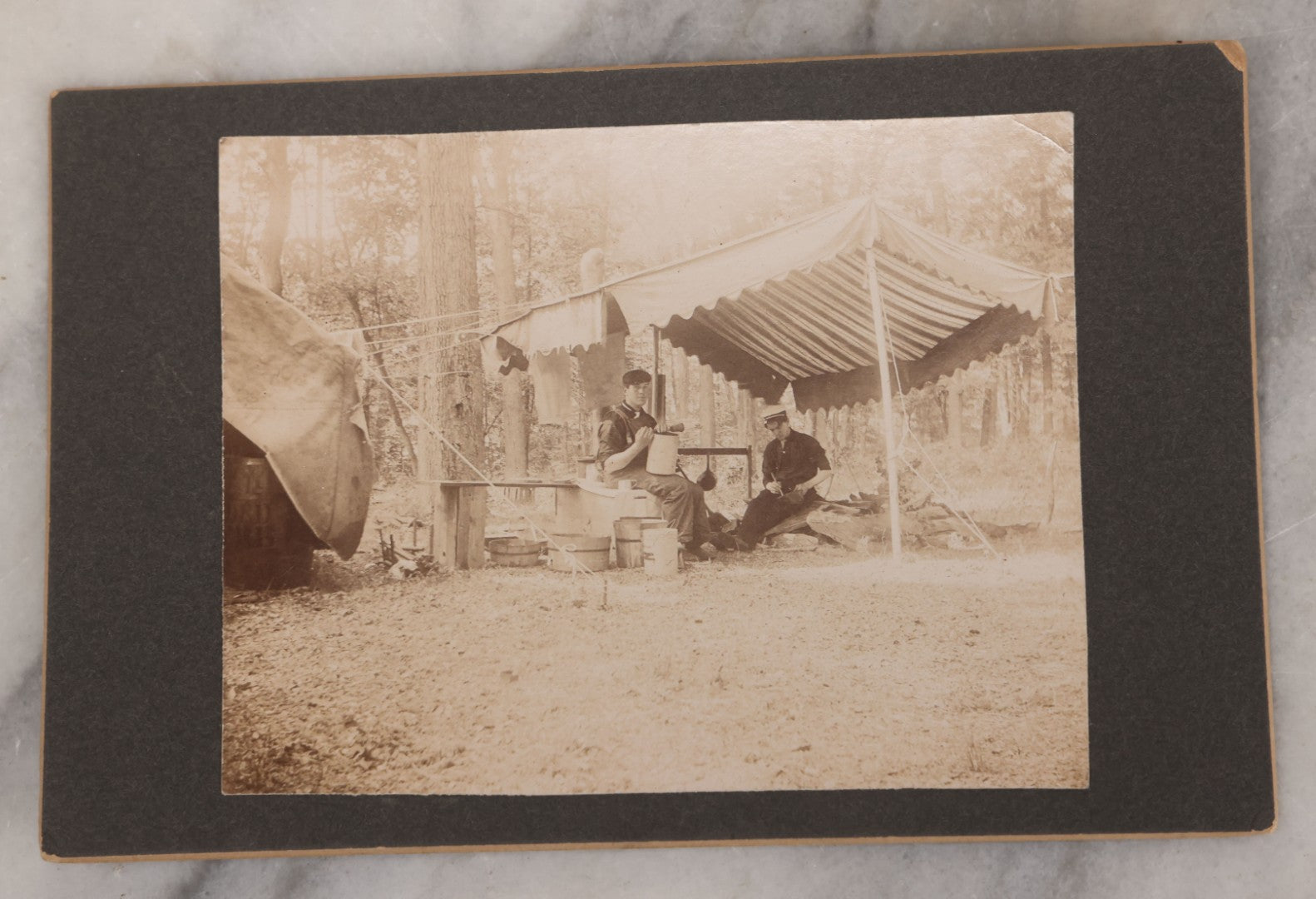 Lot 077 - Grouping Of Five Antique Boarded Occupational Photographs Including Bell Boy, Man At Desk, And Group Of Workers In General Store