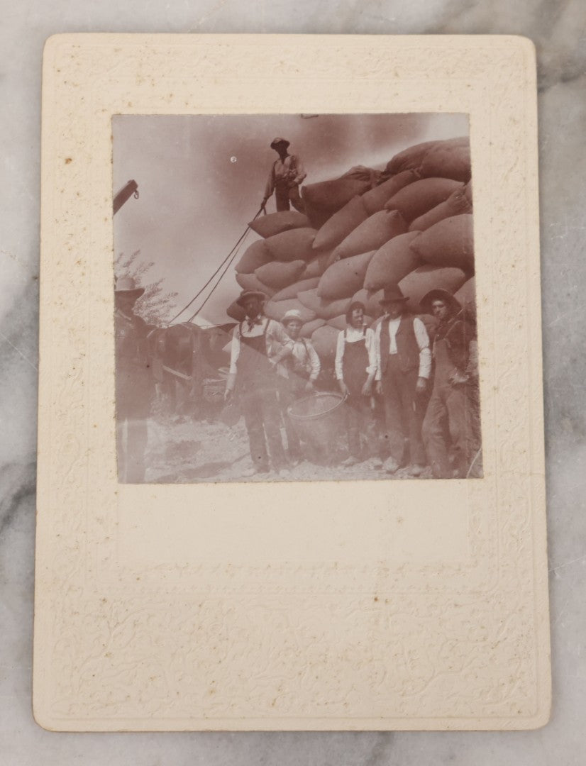 Lot 077 - Grouping Of Five Antique Boarded Occupational Photographs Including Bell Boy, Man At Desk, And Group Of Workers In General Store