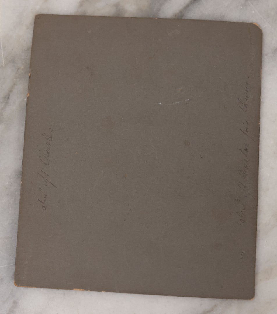 Lot 091 - Antique Boarded Photograph Of Two Young Bricklayers Posing With Tools In Front Of Newly Finished Fireplace With "W" Monogram