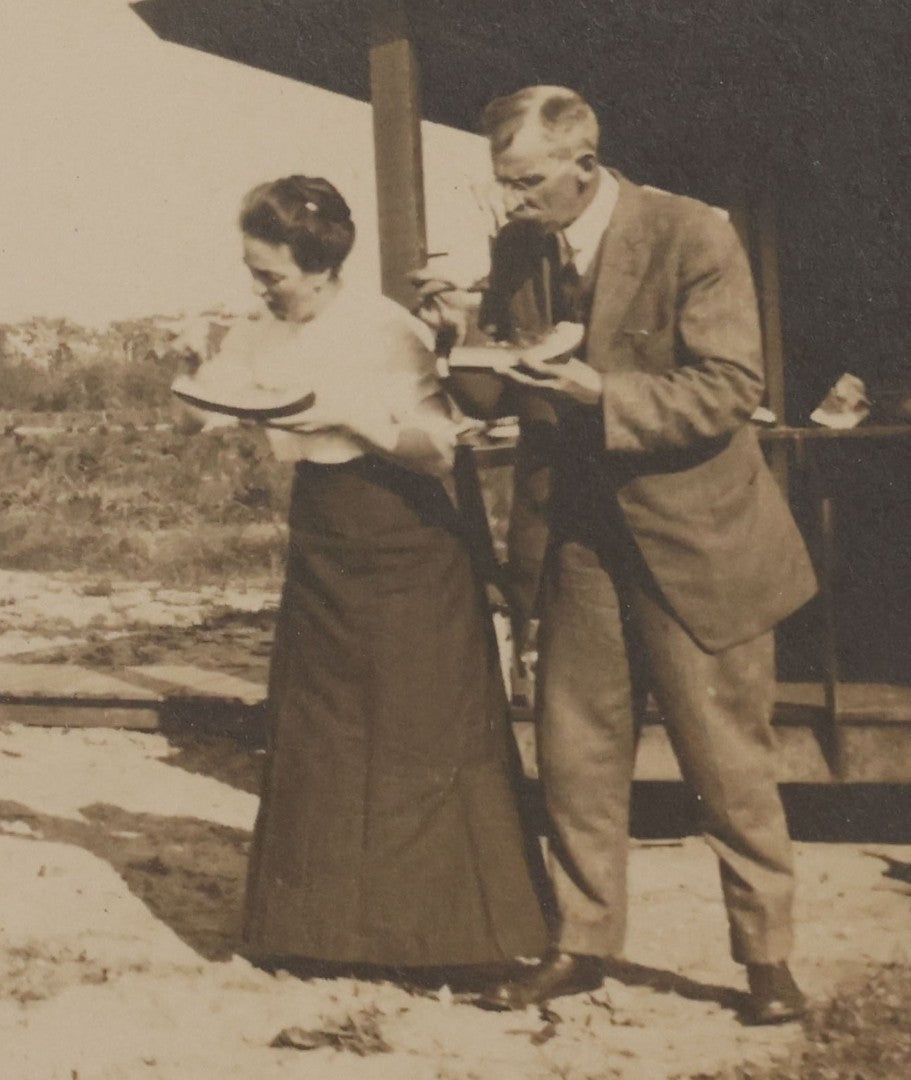 Lot 092 - Antique Boarded Photograph Of Group Of Five People Enjoying Juicy Watermelon In The Summer