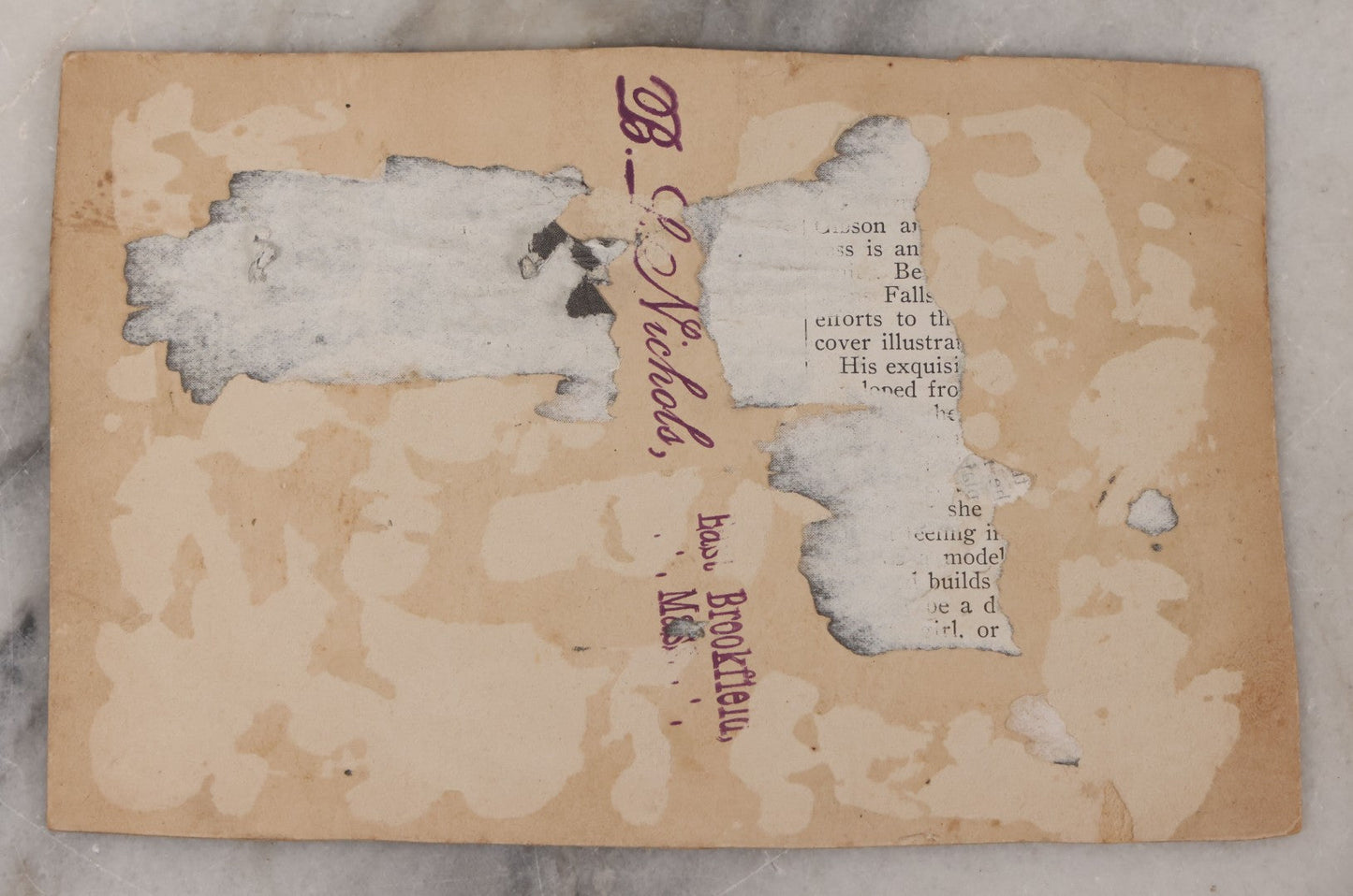 Lot 093 - Trimmed Antique Boarded Photograph Of Early Baseball Team From East Brookfield, Massachusetts, Posing With Bats And Equipment, B.L. Nichols, Photographer