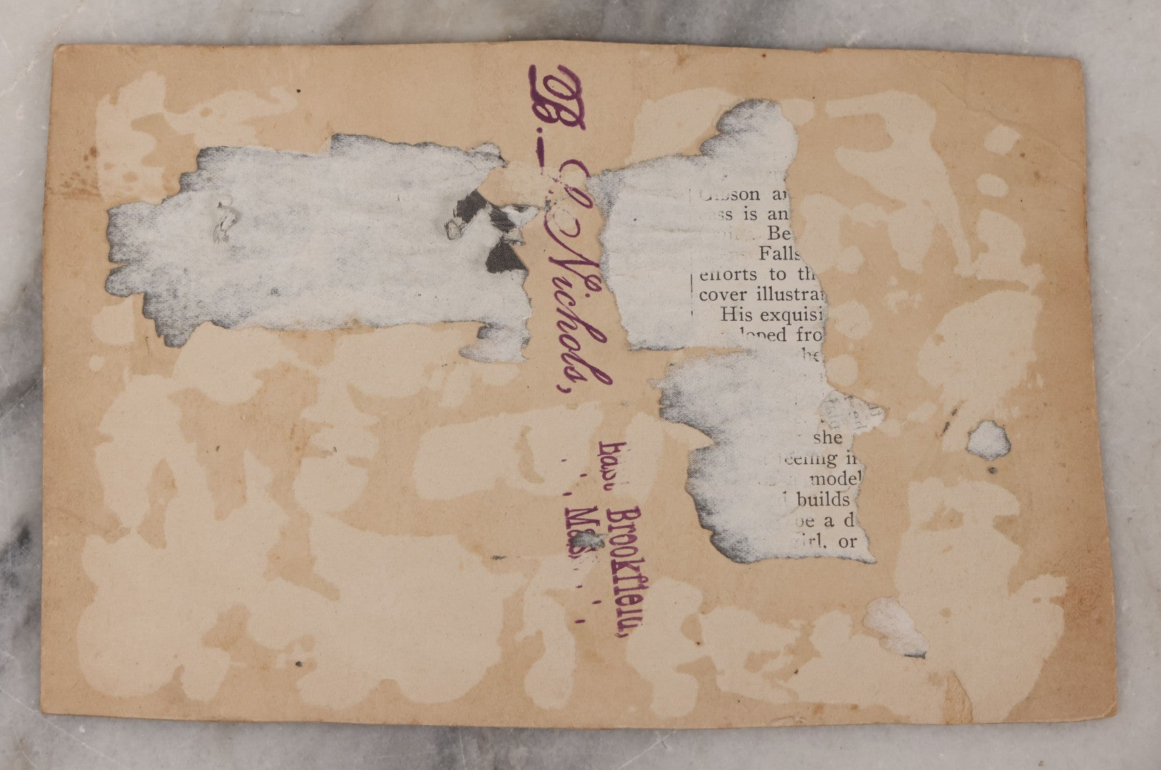 Lot 093 - Trimmed Antique Boarded Photograph Of Early Baseball Team From East Brookfield, Massachusetts, Posing With Bats And Equipment, B.L. Nichols, Photographer